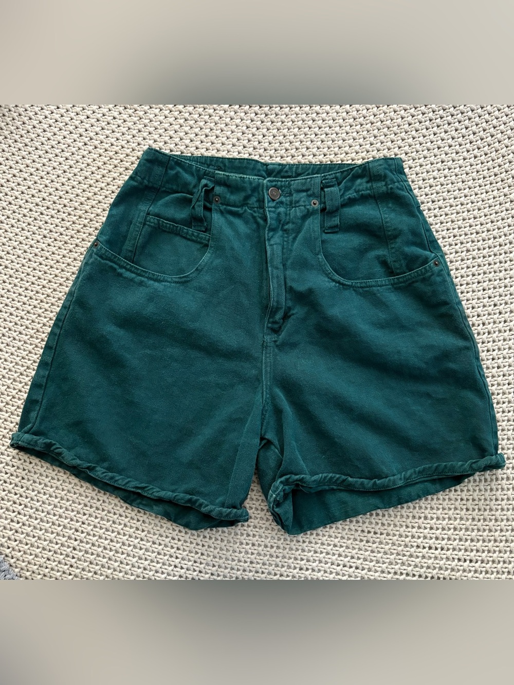 Vintage 90s l.e.i. High Waited Deep Teal Denim Shorts- Mom Style